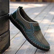 Big Size 46 Summer Breathable Mesh Loafers Men Casual Shoes Genuine Leather Slip On Brand Fashion Flat Shoes Soft Comfort Cool